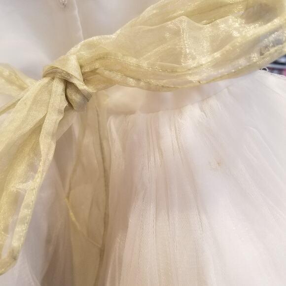 Y.K.I Ivory Tuille Dress & Matching Hat Short Sleeve Pullover Girl Sz M 9 Months - Picture 14 of 14